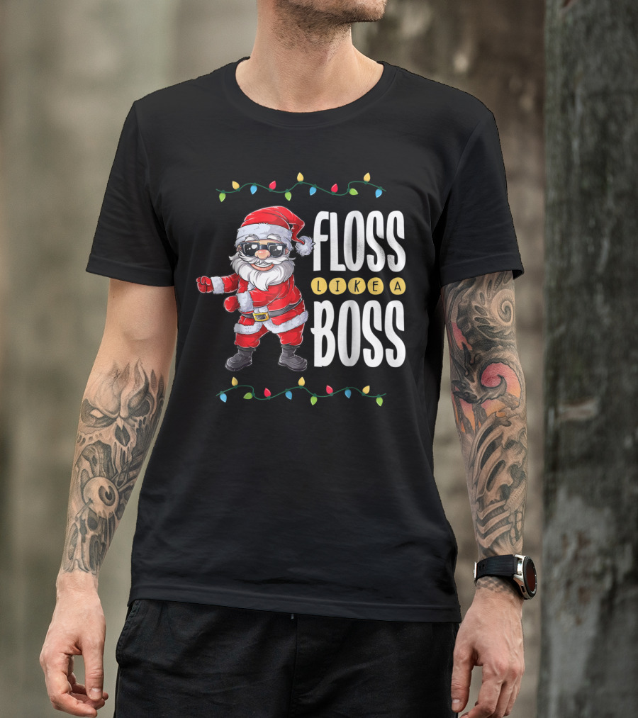 Christmas Santa Floss Like A Boss Flossing 8 Dance Lights T-Shirt