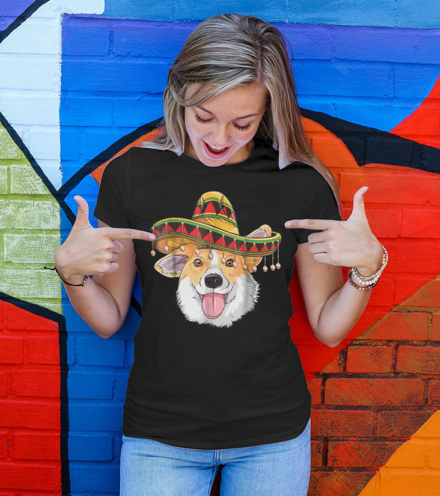 Cinco De Mayo Corgi Kids Boy Girl Sombrero Hat T-Shirt