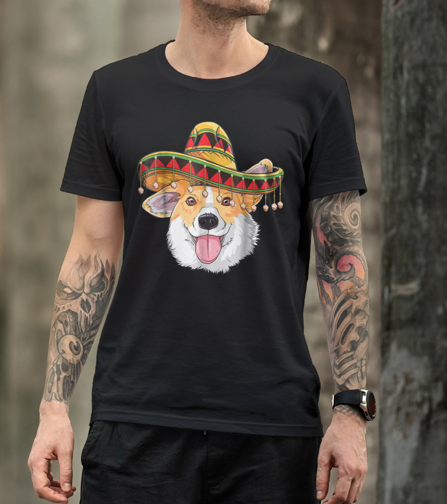 Cinco De Mayo Corgi Kids Boy Girl Sombrero Hat T-Shirt