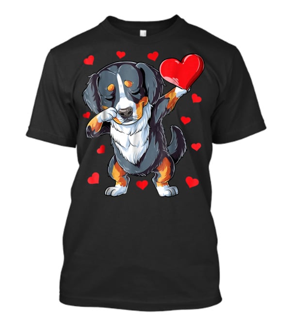 Bernese Mountain Dog Dabbing Heart Valentines Day Boys18 T-Shirt