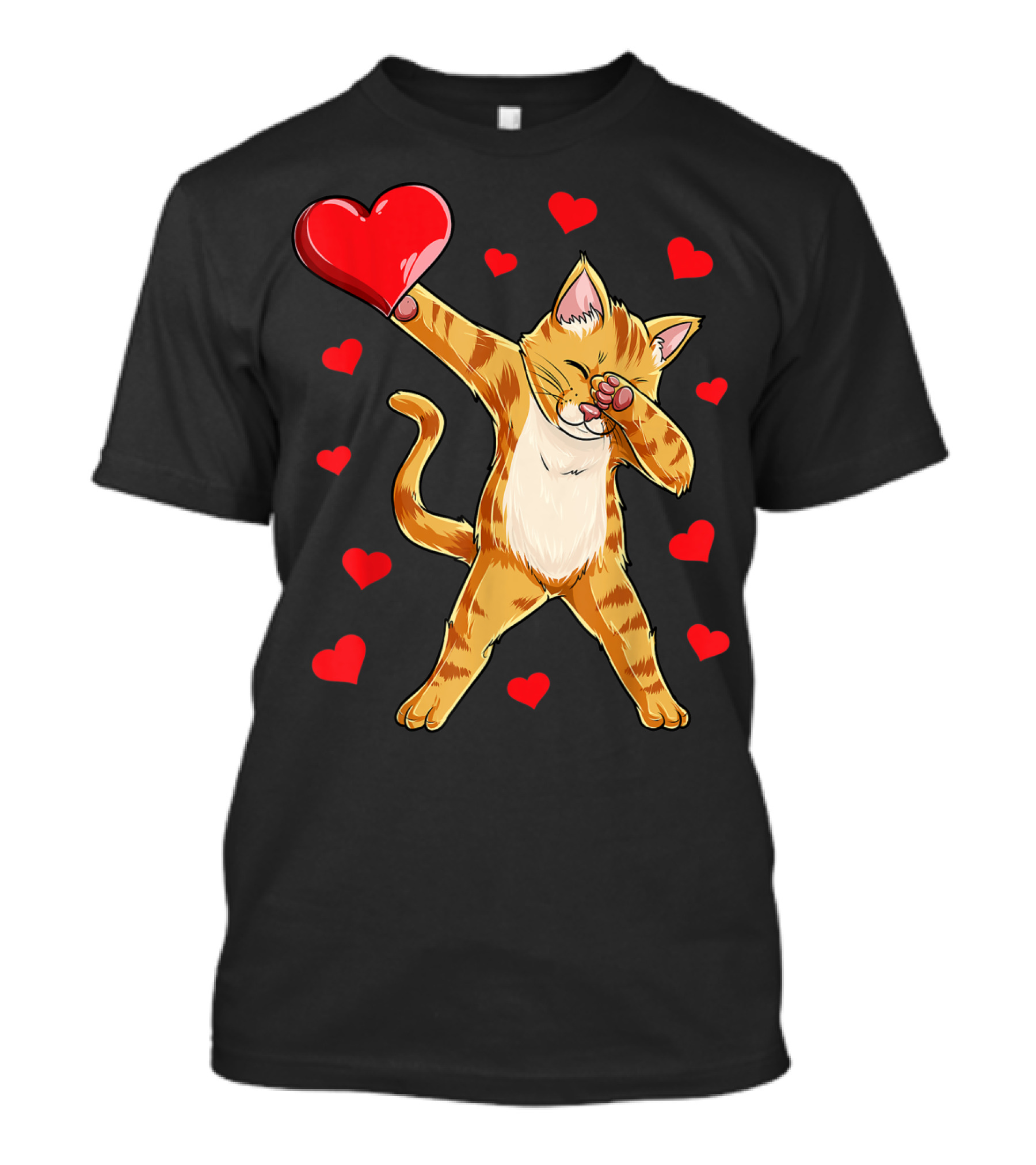 Dabbing Cat Heart Valentines Day Girls Kitten Lover 14 T-Shirt
