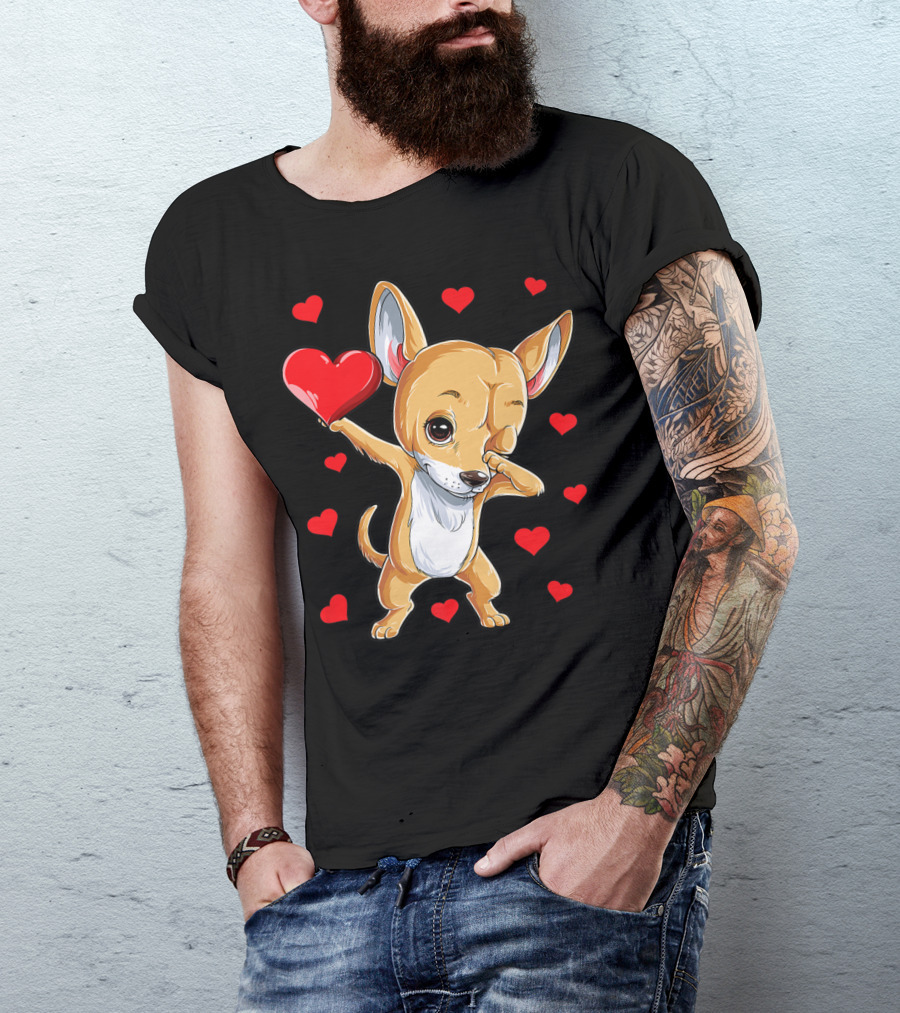 Dabbing Chihuahua Valentines Day Dog Lover Heart Boys4 T-Shirt