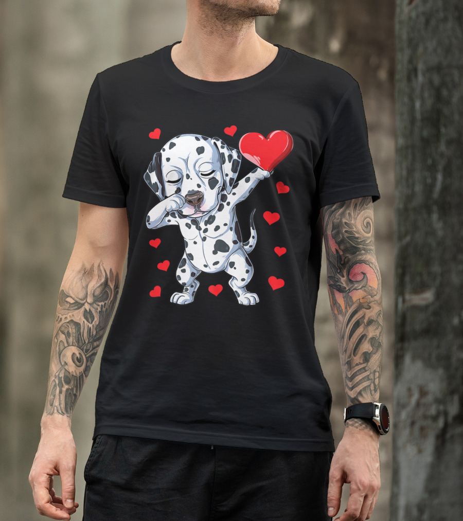 Dabbing Dalmatian Valentines Day Dog Lover Heart Boys1 T-Shirt