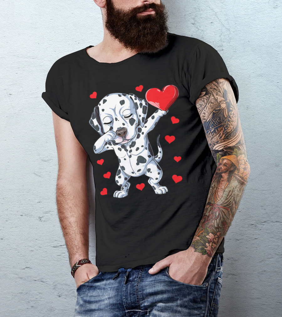 Dabbing Dalmatian Valentines Day Dog Lover Heart Boys1 T-Shirt