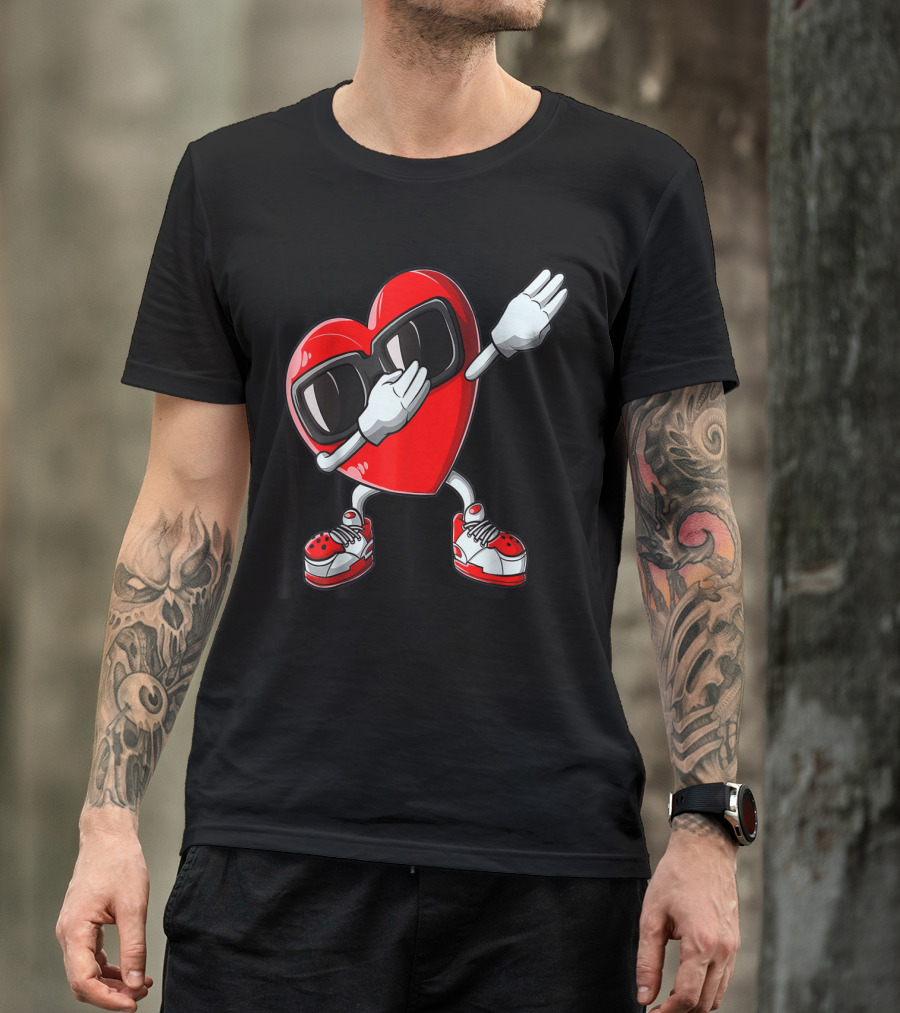 Dabbing Heart Valentines Day Love Funny19 Sunglasses Sneakers T-Shirt