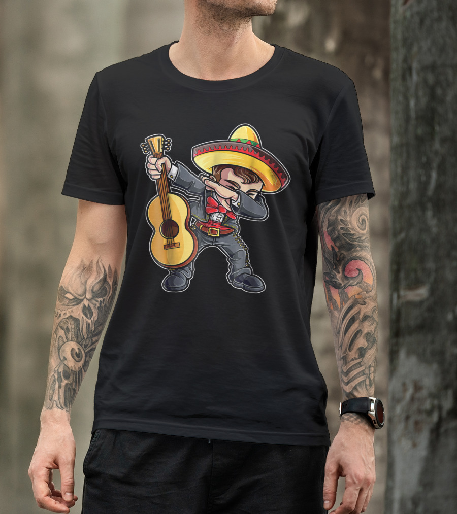 Dabbing Mariachi Guitar Cinco De Mayo Dab Men Kids Sombrero T-Shirt
