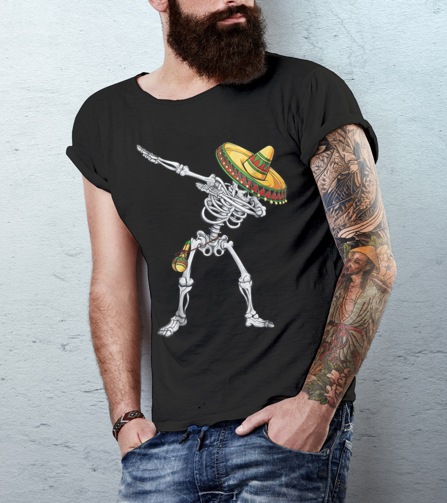 Skeleton Dabbing Sombrero Cinco De Mayo T-Shirt