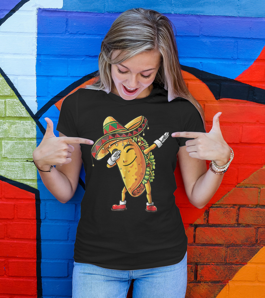 Dabbing Taco Sombrero Cinco De Mayo Kids Boys Girls Fun T-Shirt