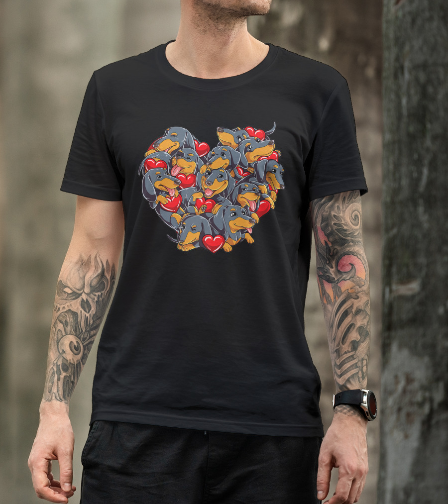 Heart Of Dachshund Valentine Sausage Dog Lover Boys15 T-Shirt