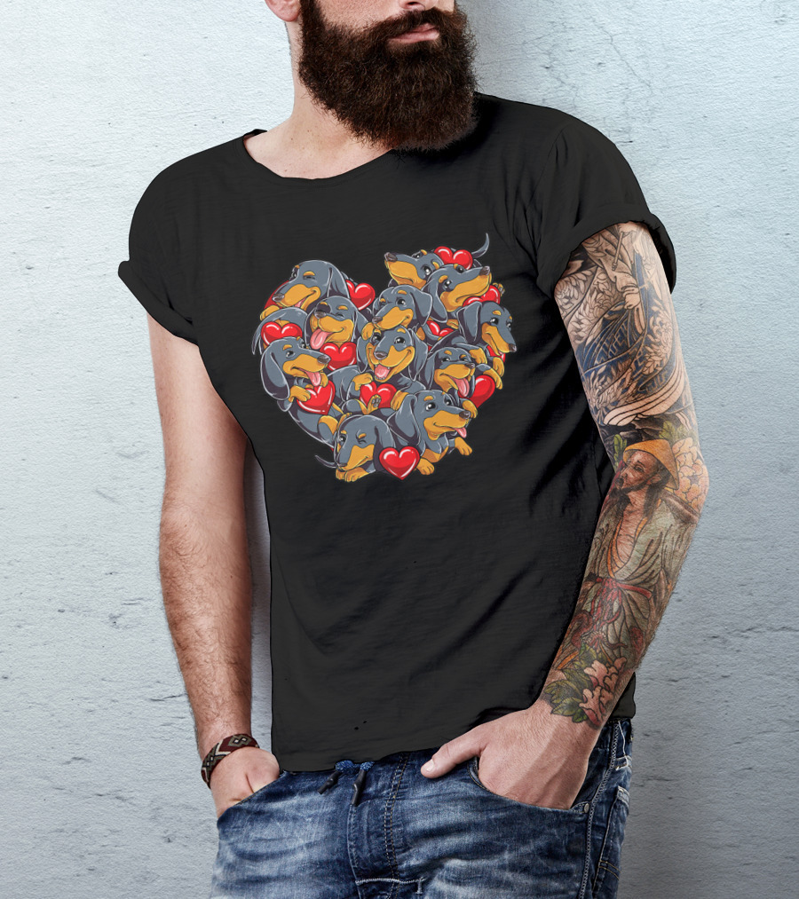 Heart Of Dachshund Valentine Sausage Dog Lover Boys15 T-Shirt