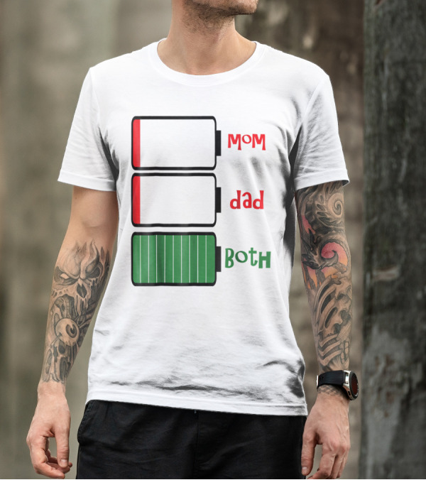 Feelin Good Tees Love Mom Dad Both Battery Levels T-Shirt