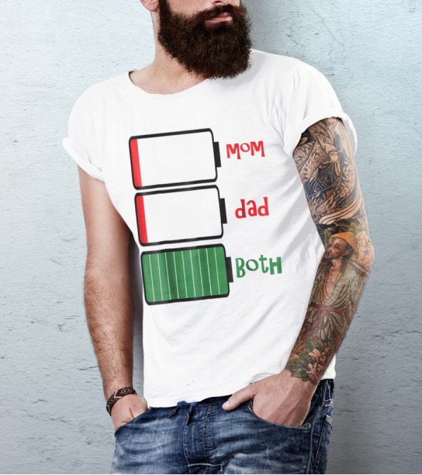 Feelin Good Tees Love Mom Dad Both Battery Levels T-Shirt
