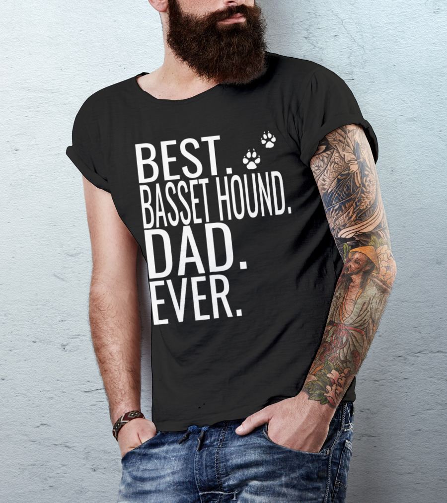 Best Basset Hound Dad Ever Mens Dog Paw Prints T-Shirt