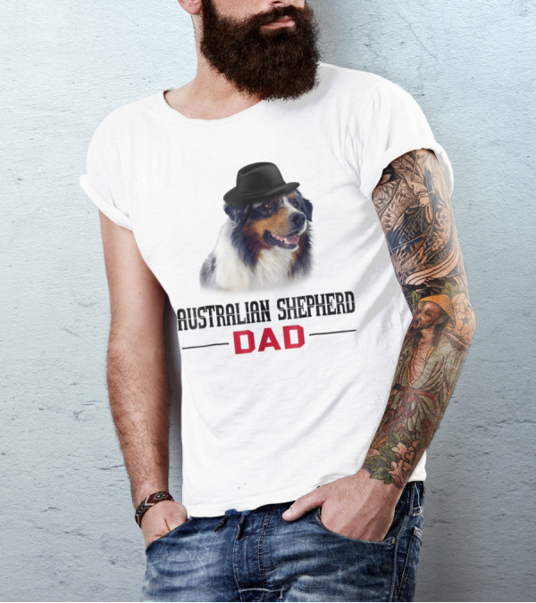 Australian Shepherd Dad Dog Lovers Hat Wearing Shepherd T-Shirt
