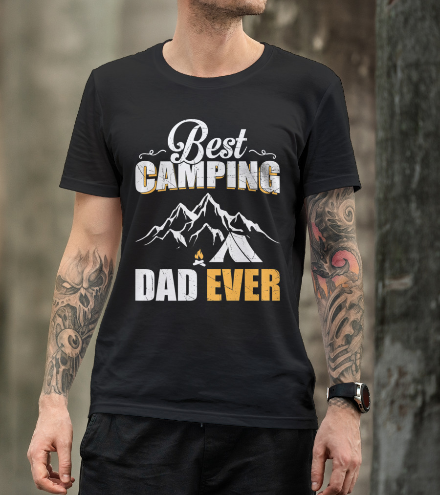 Best Camping Dad Ever Mountain Tent Campfire Adventure T-Shirt