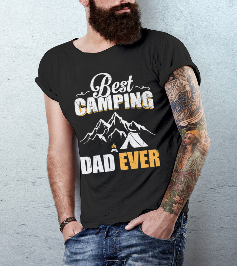 Best Camping Dad Ever Mountain Tent Campfire Adventure T-Shirt