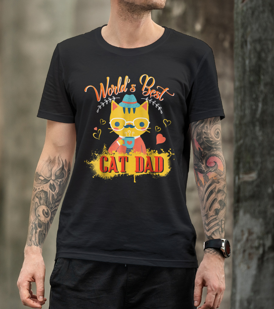 World's Best Cat Dad Cat Lover Funny Best Cat Dad T-Shirt