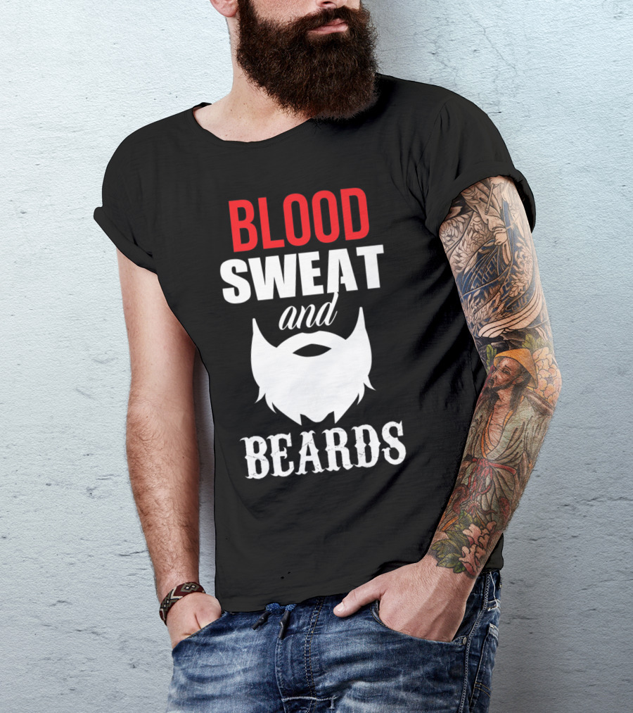 Blood Sweat And Beards For Bearded Dad Men T-Shirt