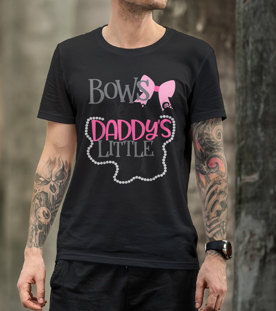Bows Pearls Daddy's Little Girl With Pink Bow And Pearls T-Shirt