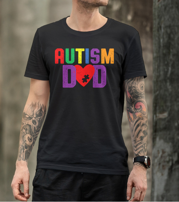 Autism Dad Heart Puzzle Piece Awareness 94 T-Shirt
