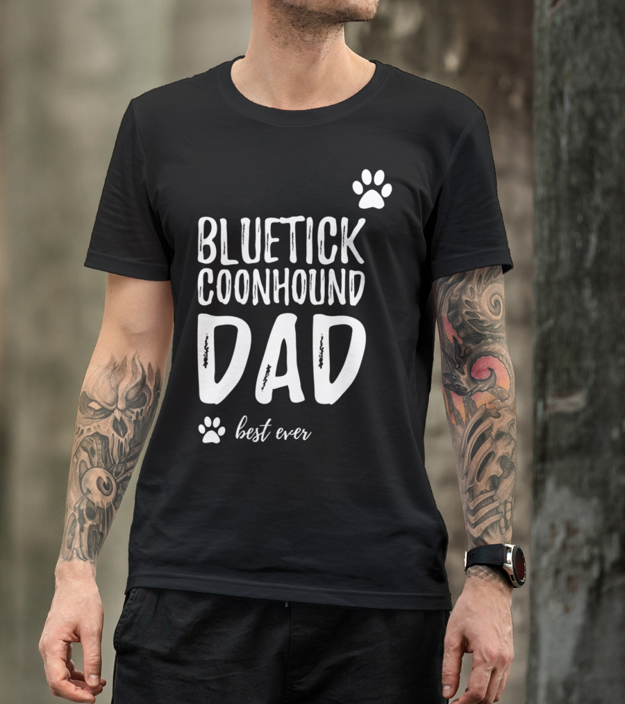 Bluetick Coonhound Dad Best Ever Dog Lover Paw Prints T-Shirt