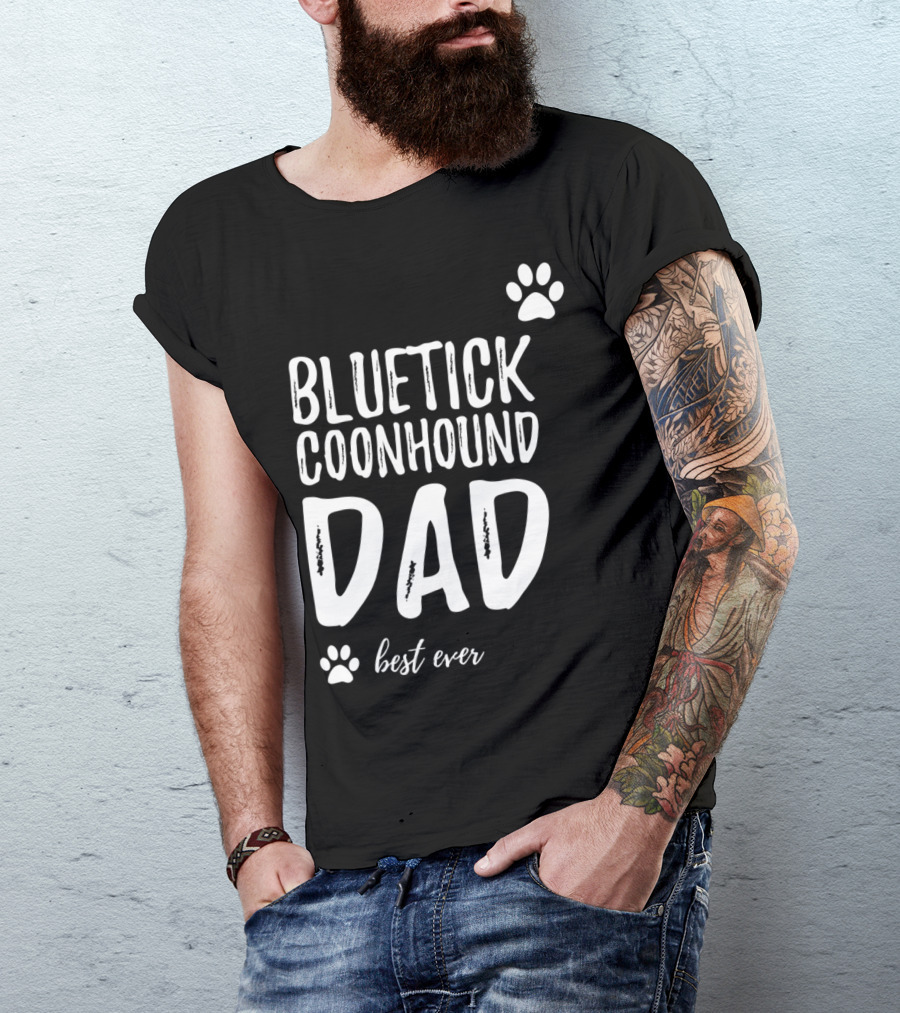 Bluetick Coonhound Dad Best Ever Dog Lover Paw Prints T-Shirt