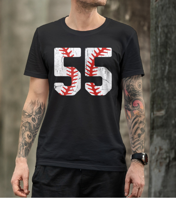 Baseball Player Jersey Number 55 Proud Baseball MOM DAD38 T-Shirt