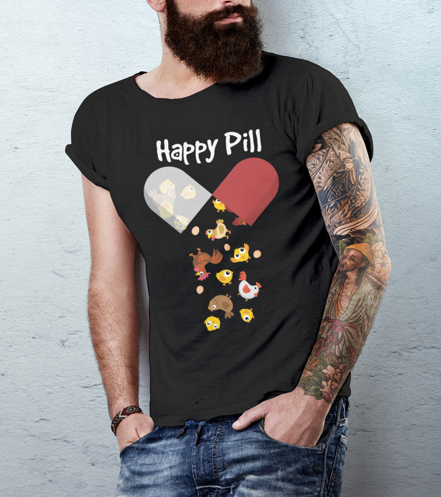 Happy Pill Chickens Capsule Fun T-Shirt