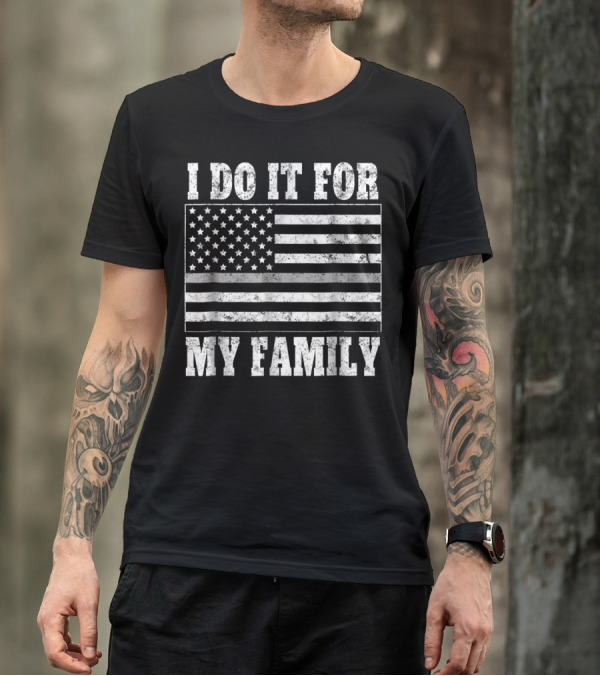 Corrections Officer Dad I Do It For My Family Thin Gray Line Flag T-Shirt