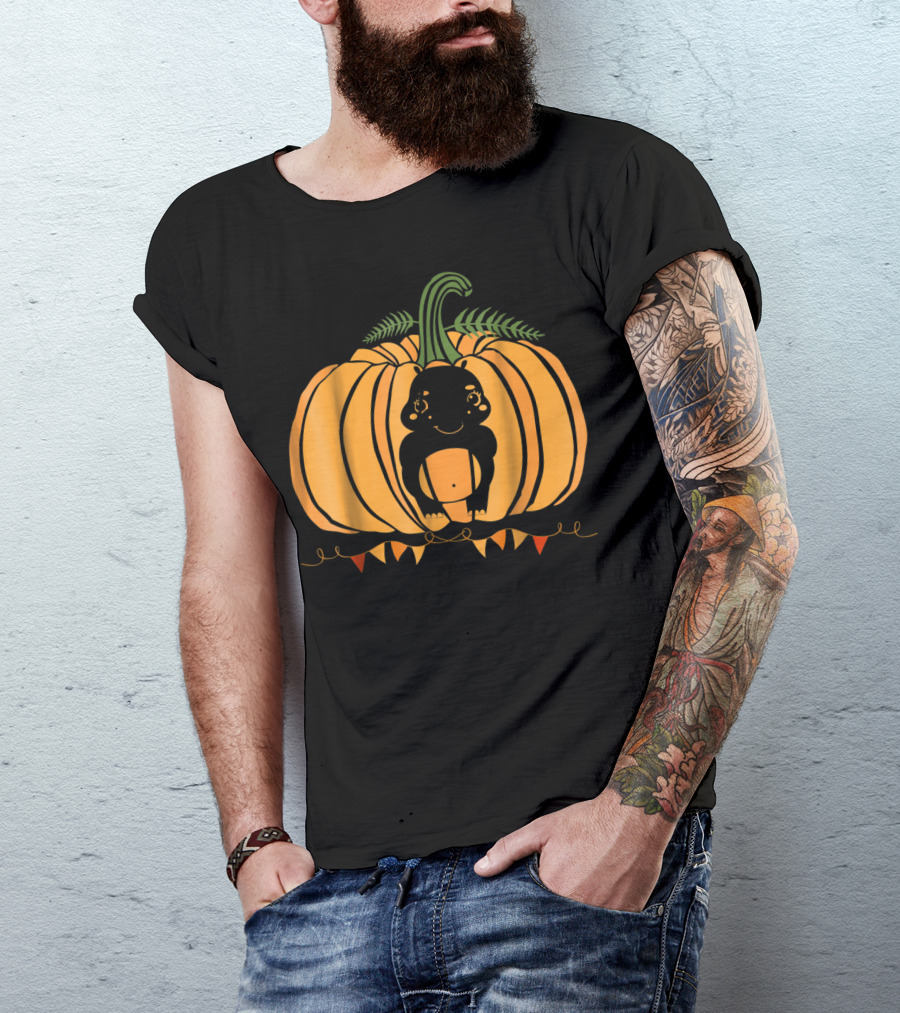 Cute Hippo Halloween Pumpkin Dad Mom81 Festive T-Shirt