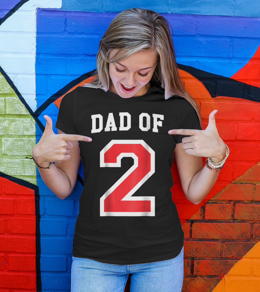 Dad Of Two Baseball Jersey Uniform Number 2 T-Shirt