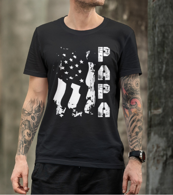 Papa Flag Father's Day S61 USA T-Shirt
