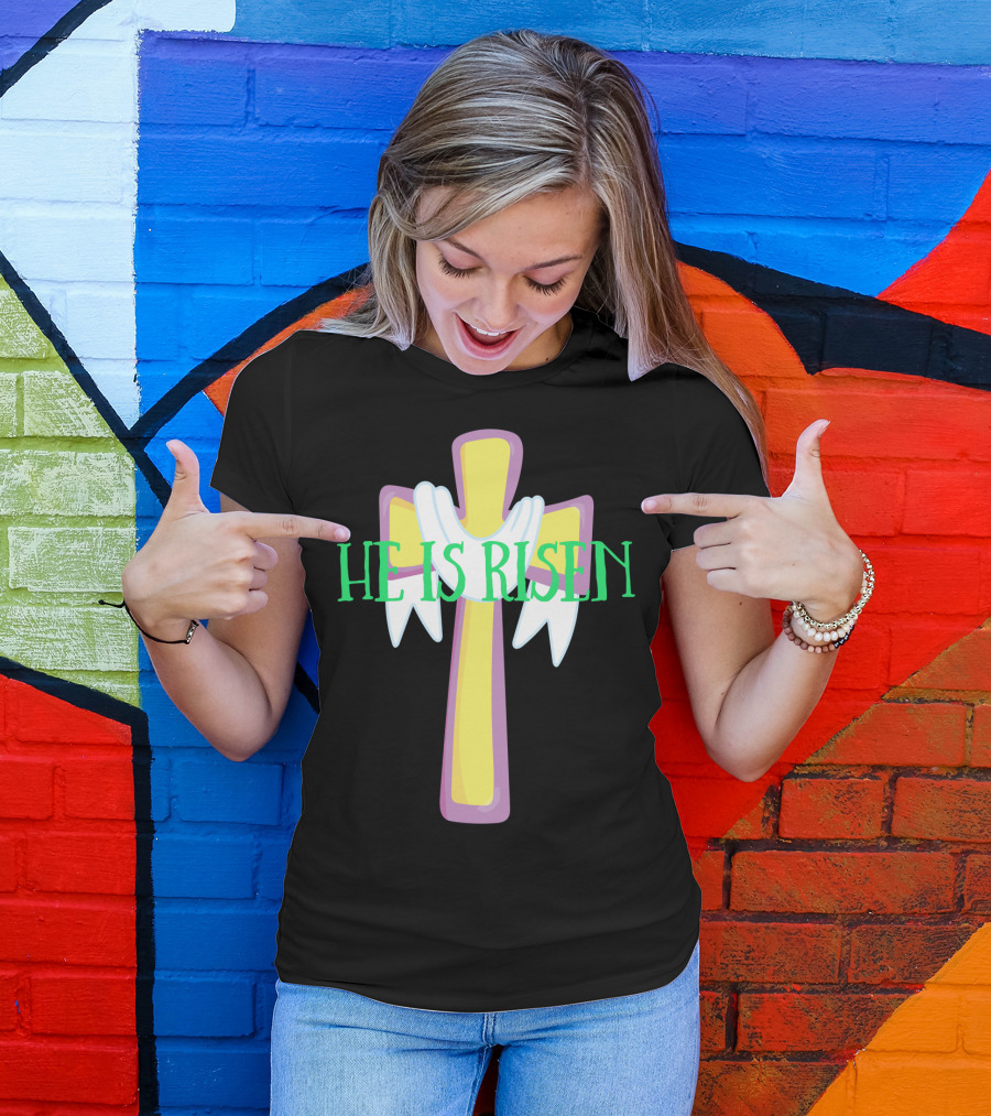 Easter He Is Risen Christian Cross Jesus Pastor Dad51 T-Shirt