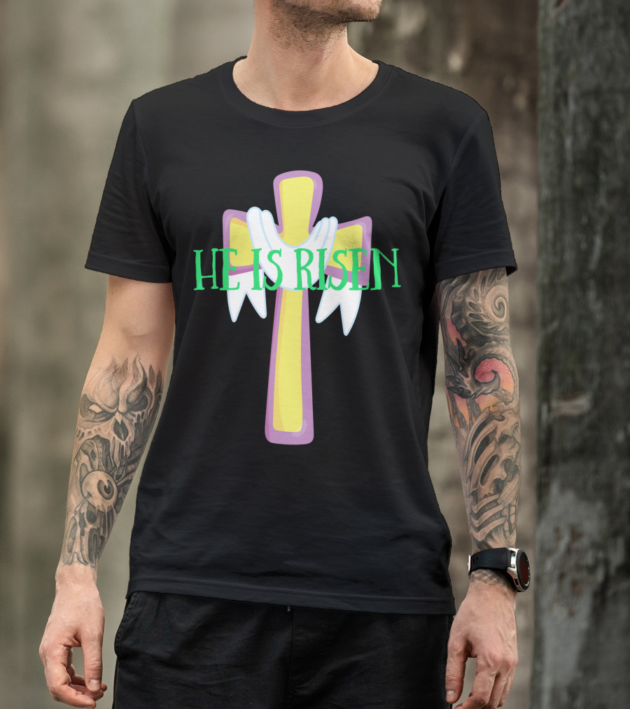 Easter He Is Risen Christian Cross Jesus Pastor Dad51 T-Shirt