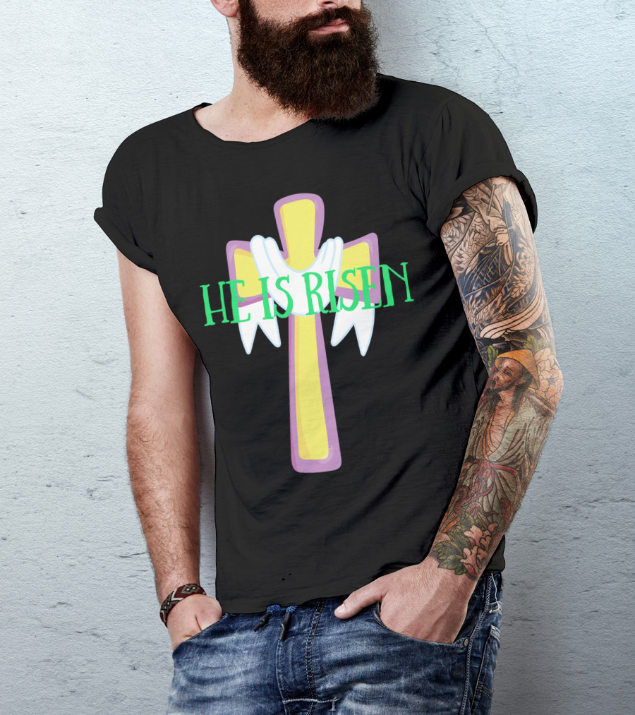 Easter He Is Risen Christian Cross Jesus Pastor Dad51 T-Shirt