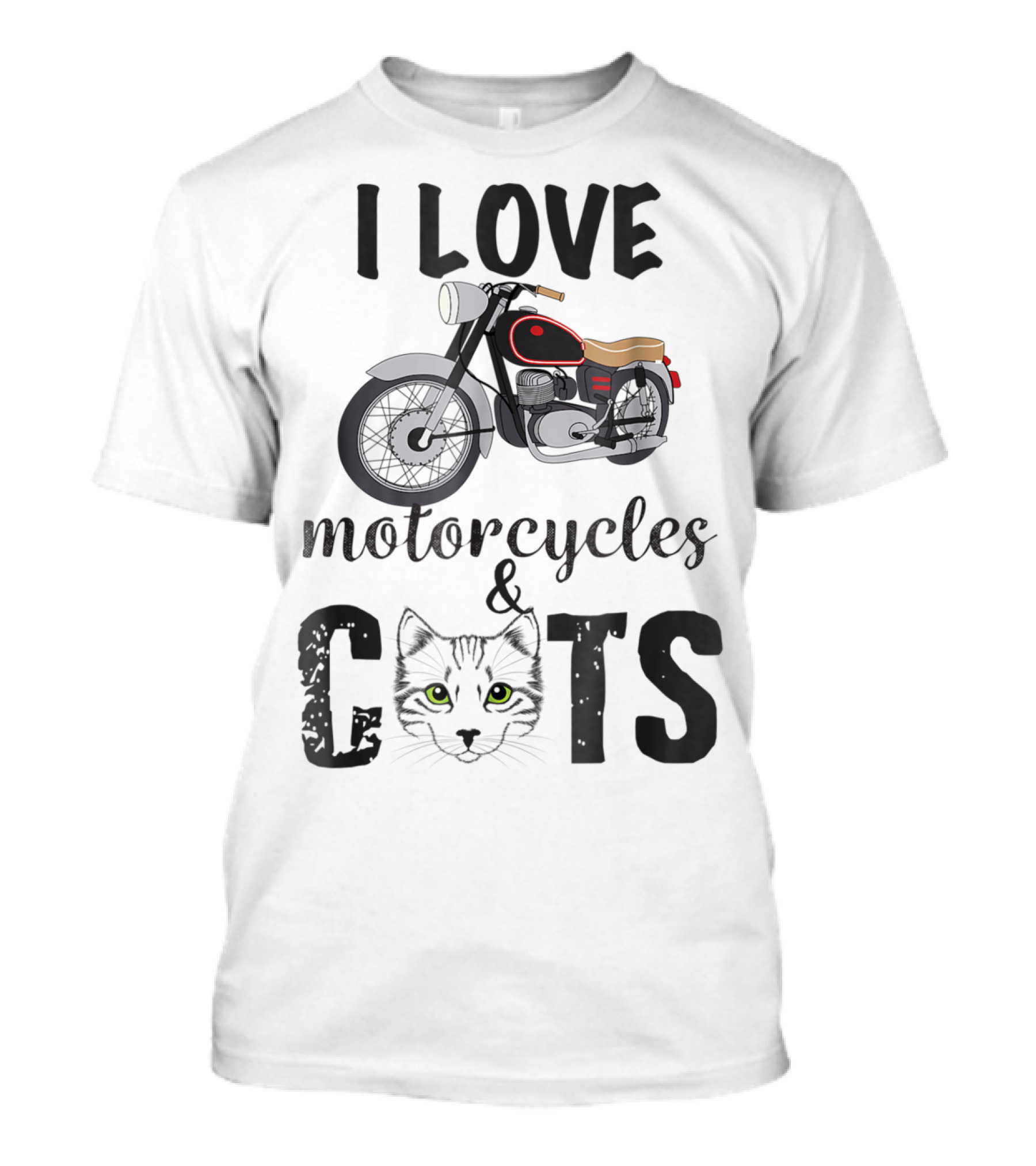 I Love Motorcycles And Cats Grandpa T-Shirt