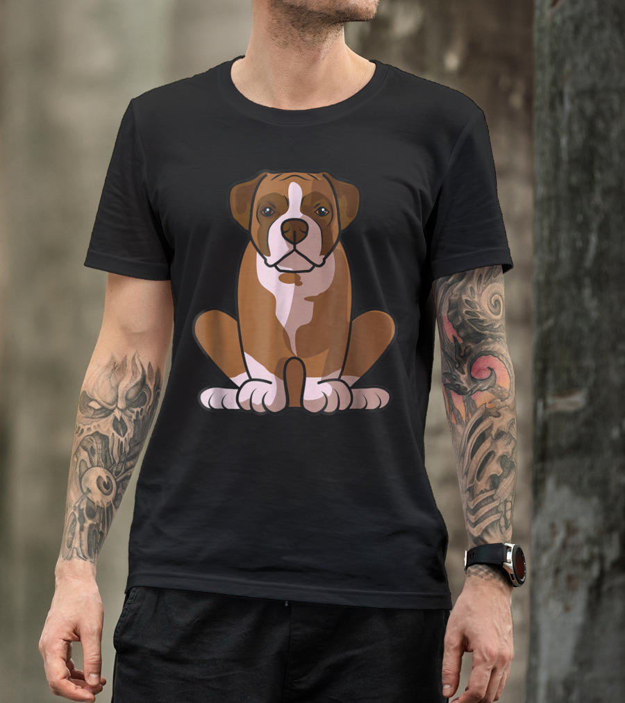 Boxer Dog Sitting Patiently For The Holidays T-Shirt