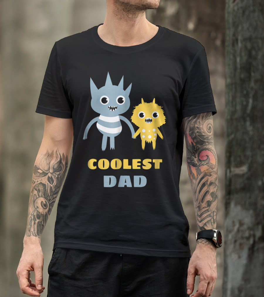 Coolest Dad Funny Monster Creatures Holding Hands T-Shirt