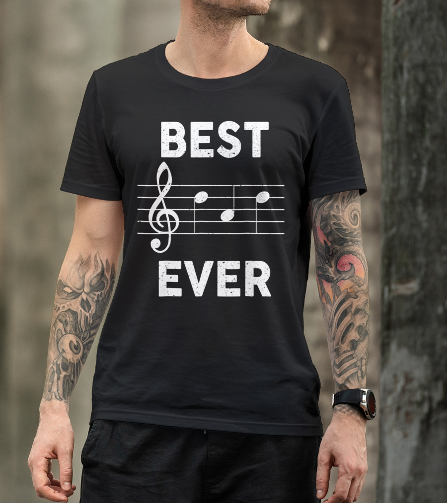 BEST DAD EVER MUSIC NOTES CLEF SYMBOL LYRICS TREBLE CLEF T-Shirt