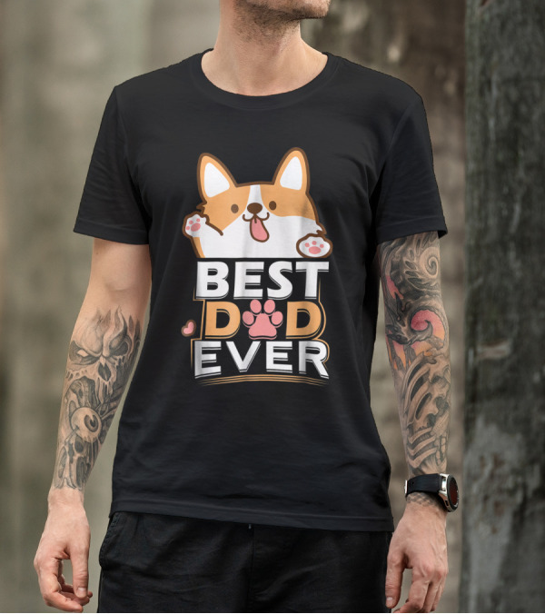 Best Dog Dad Ever Corgi Paws And Ears T-Shirt