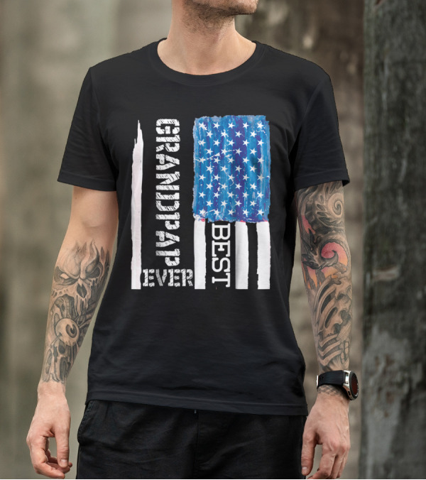 Best Grandpap Ever Distressed American Flag Design 68 T-Shirt