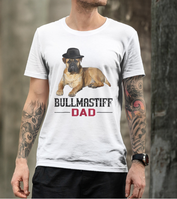 Bullmastiff Dad With Dog Lovers Hat T-Shirt