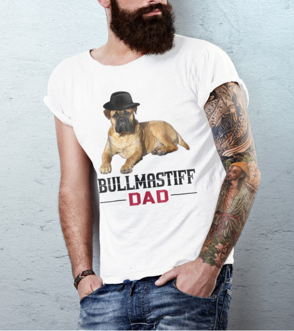 Bullmastiff Dad With Dog Lovers Hat T-Shirt
