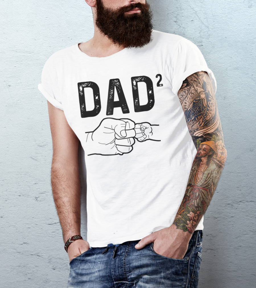 Dad Squared Fist Bump Baby Announcement T-Shirt
