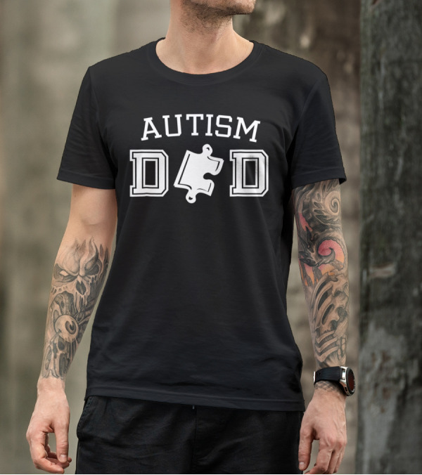 Autism Dad Blue Awareness Puzzle Piece T-Shirt