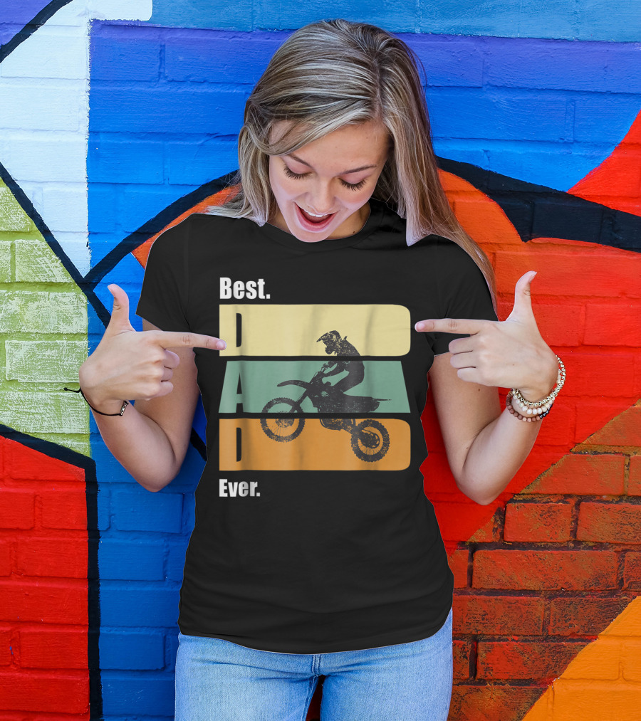 Best Motocross Dad Ever Funny For Fathers Retro Motorcycle Rider T-Shirt