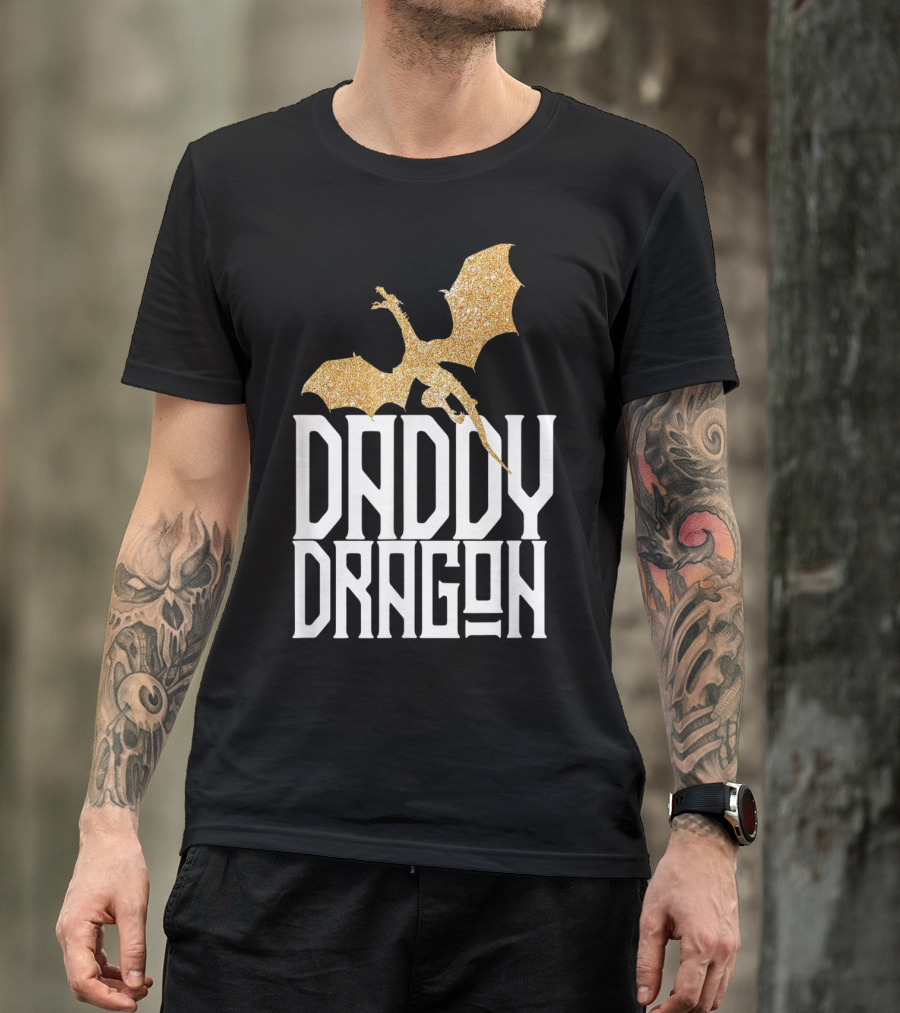 Daddy Dragon Gold Matching Family Tribe Dad Father Dragon T-Shirt