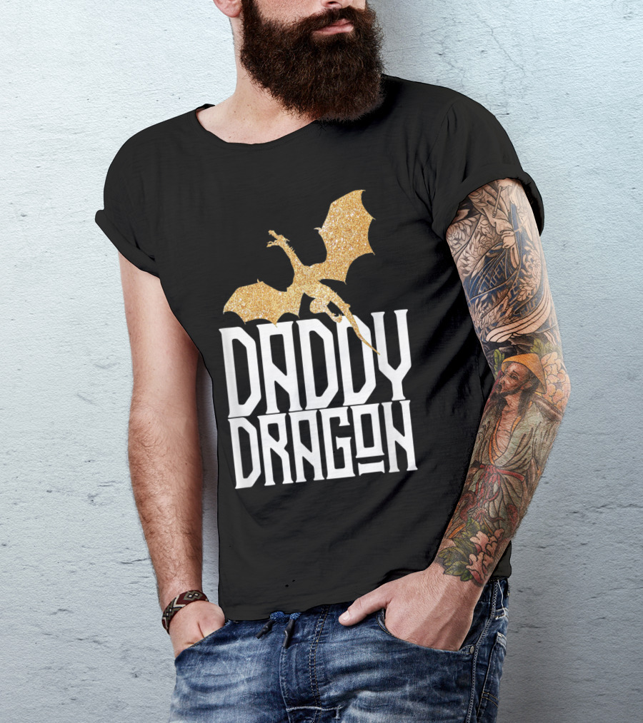 Daddy Dragon Gold Matching Family Tribe Dad Father Dragon T-Shirt