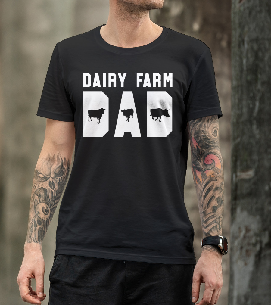 Dairy Farm Dad Funny Mens Cow Black12 T-Shirt