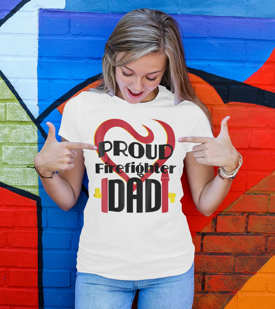 Proud Firefighter Dad Heart Captain Pride T-Shirt